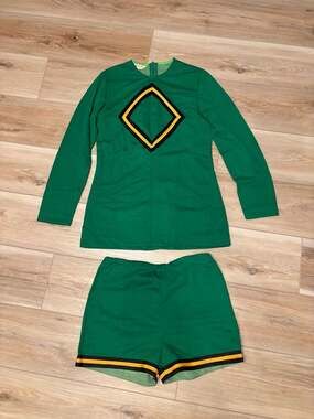 60-70s Vintage Thermo-Jac Green Two-Piece Matching Top  Shorts Set